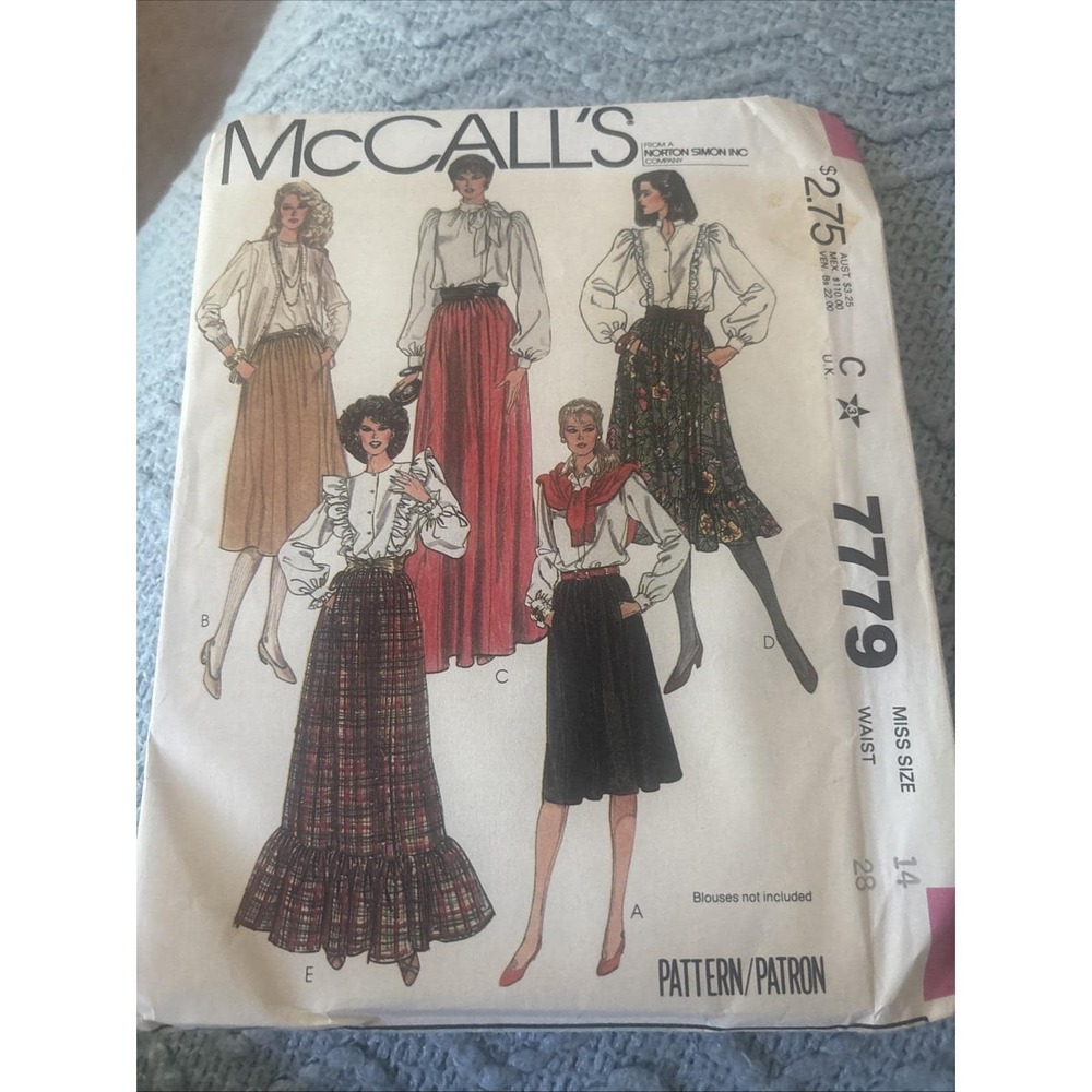 McCall's 7779 Gathered Skirts ©1981 size 14 Cottage Granny UC
